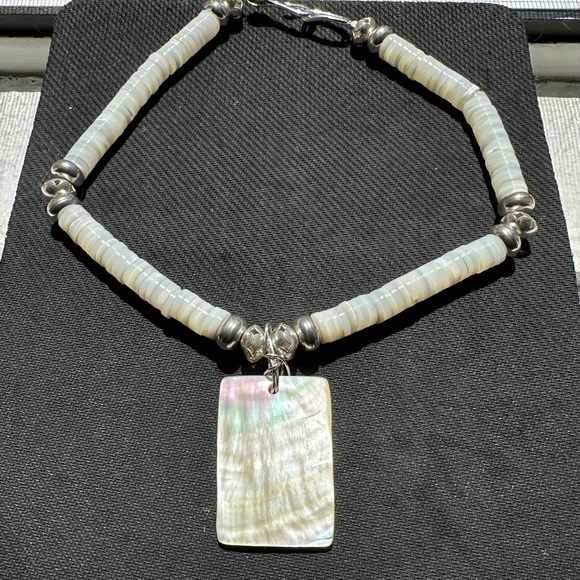 Hand Crafted Jewelry - Hand Crafted “One of a Kind” Mother of Pearl & Sterling Silver Necklace